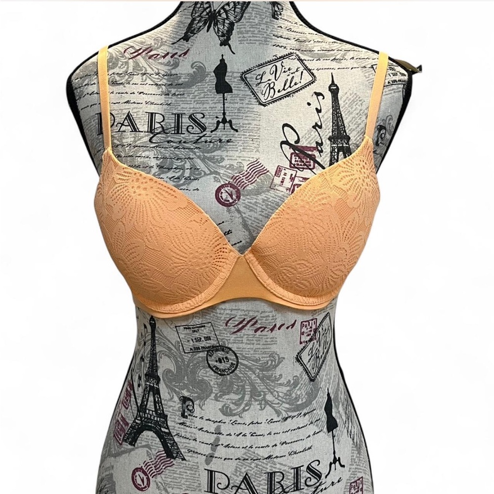 Aerie Orange Padded Underwired Lace Bra